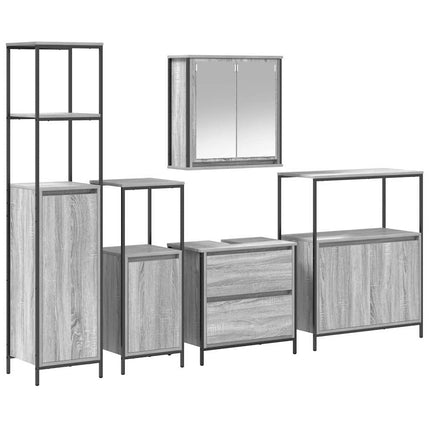 Badkamermeubel Set 5 St Grijs 36 X 35 X 165 Cm Bewerkt Hout - XdropX