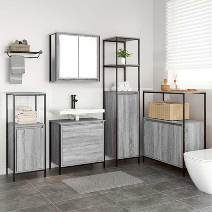 Badkamermeubel Set 5 St Grijs 36 X 35 X 165 Cm Bewerkt Hout - XdropX