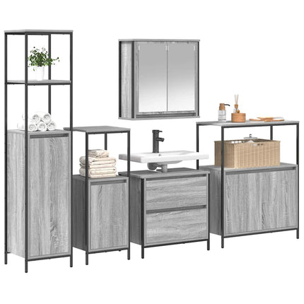 Badkamermeubel Set 5 St Grijs 36 X 35 X 165 Cm Bewerkt Hout - XdropX