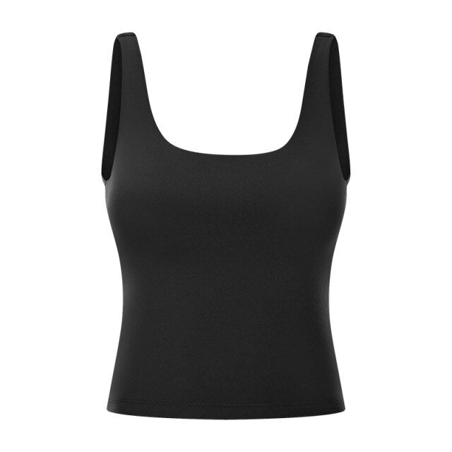 BASIC Longer-line Version Padded Workout Gym Crop Vest Women Naked Feel Fitness Yoga Sport Crop Top Sleeveless Shirts-1