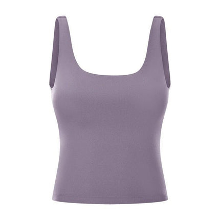 BASIC Longer-line Version Padded Workout Gym Crop Vest Women Naked Feel Fitness Yoga Sport Crop Top Sleeveless Shirts-3