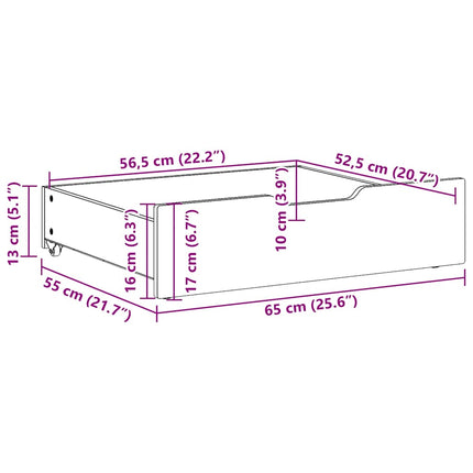 Bedlades 2 St 65X55X17 Cm Massief Grenenhout - XdropX