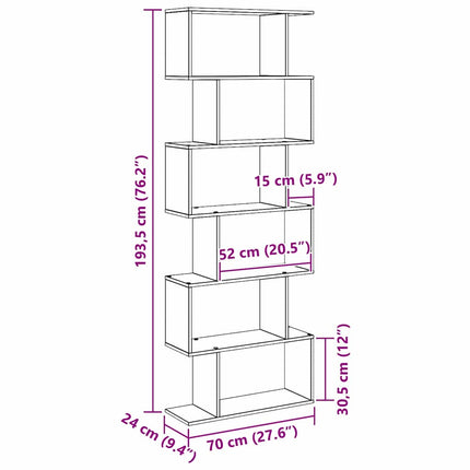 Boekenkast 6-Laags 70 X 24 X Bewerkt Hout - XdropX