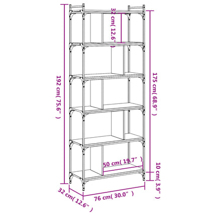 Boekenkast 6-Laags 76X32X Bewerkt Hout Kleur - XdropX