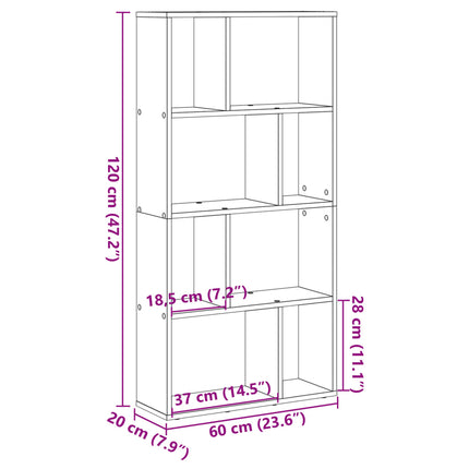 Boekenkast 60X20X120,5 Cm Bewerkt Hout Kleurig - XdropX