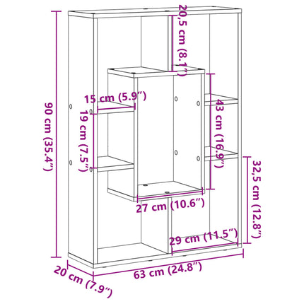 Boekenkast 63X20X90 Cm Bewerkt Hout Kleurig - XdropX