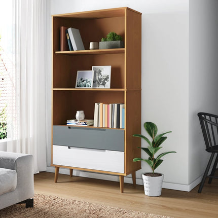 Boekenkast Molde 85X35X170,5 Cm Massief Grenenhout - XdropX
