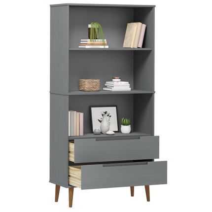 Boekenkast Molde 85X35X170,5 Cm Massief Grenenhout - XdropX