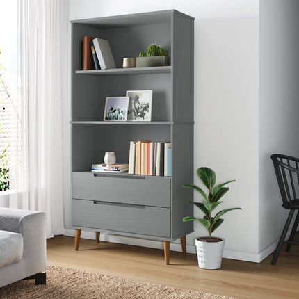 Boekenkast Molde 85X35X170,5 Cm Massief Grenenhout - XdropX