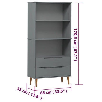 Boekenkast Molde 85X35X170,5 Cm Massief Grenenhout - XdropX