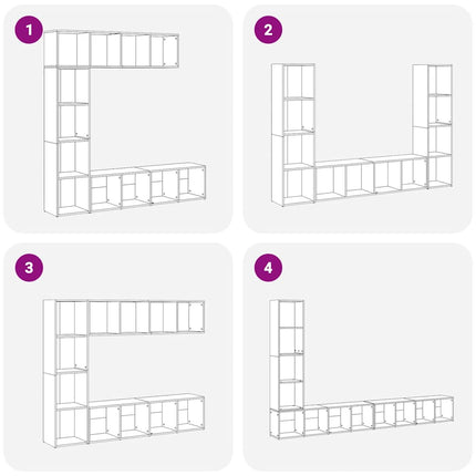 Boekenkasten 3 St Bewerkt Hout Kleurig - XdropX