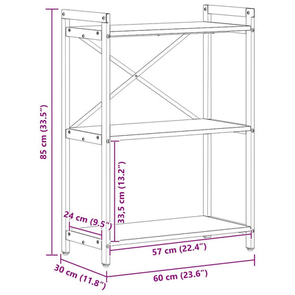 Boekenplank 60 X 30 X 85 Cm Bewerkt Hout Artisan Eiken - XdropX