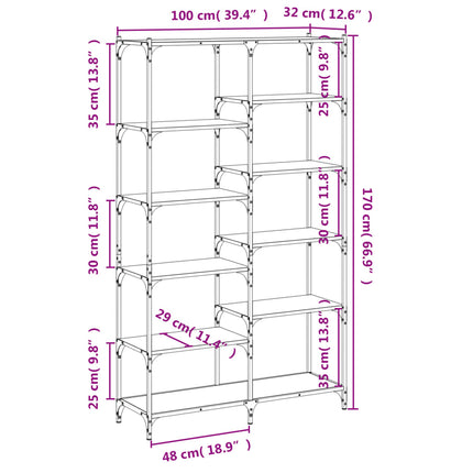 Boekenrek 100X32X170 Cm Bewerkt Hout En Ijzer Kleur - XdropX