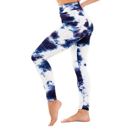 Butt Ruched Yoga Pants Tie-dye Streetwear High Waist Fitness Legging Running Athletic Trousers Gym Activewear Sport Leggings-0