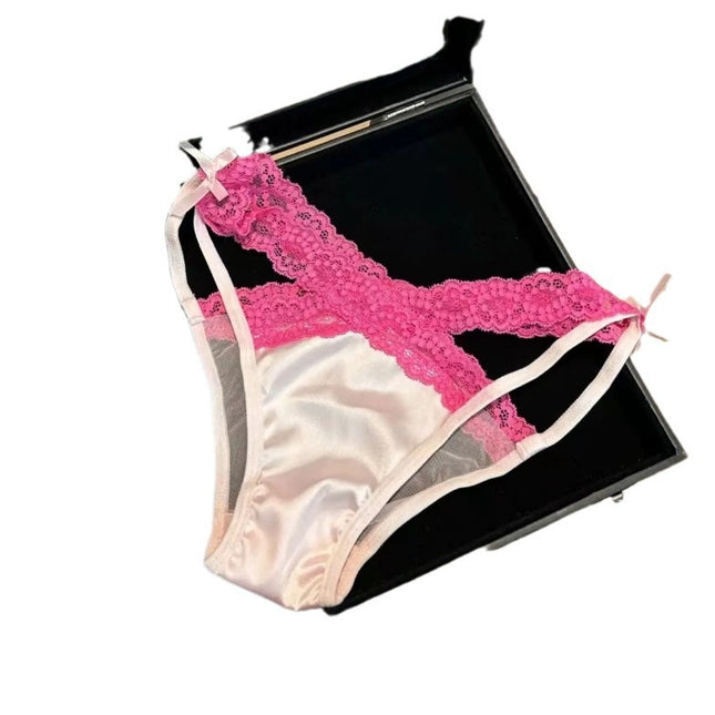Women's Silk Mesh Stitching Cross Hollow Lace Underwear - XdropX