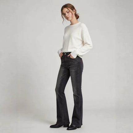 High-waisted, Slim-fit, Slightly Flared Womens Jeans