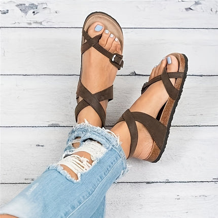 Dames teensieraad Romeinse sandalen in casual Europese en Amerikaanse stijl, zachte platte slijtvaste damesschoenen met dikke zool, volledige maten grote maten veelzijdig zomerschoeisel, lichtgewicht ademende casual damesschoenen voor buiten, damesschoen