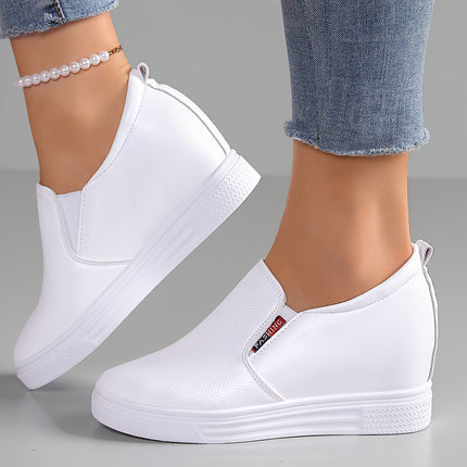 Dames casual instapschoenen voor alle seizoenen met lengteverhogend effect, witte sneakers met plateauzool en sleehak, veelzijdige outdoor loafers in grote maten voor gemakkelijk dragen, buitenlandse handel woon-werk schoenen voor dames, damesschoenen - XdropX