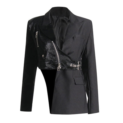 Female Suit Collar Stitching Design Irregular Blazer