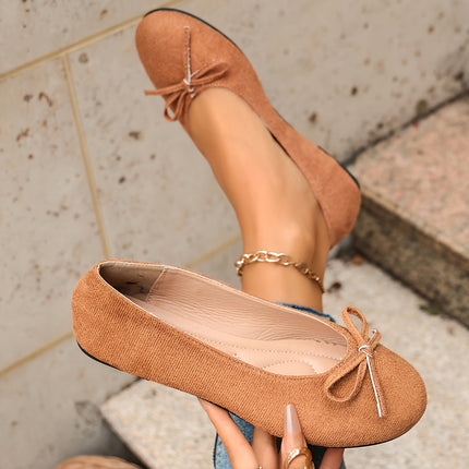 Dames (AGAQ European Special Line) Grote Maten Jane met Strikversiering Ronde Neus - Slip-on Platte Schoenen met Elastische Zool Geschikt voor Feesten, Bruiloften, Vrijetijdskleding, Macaronkleuren, Gedempte Binnenzool & Handwasbaar, Damesschoenen