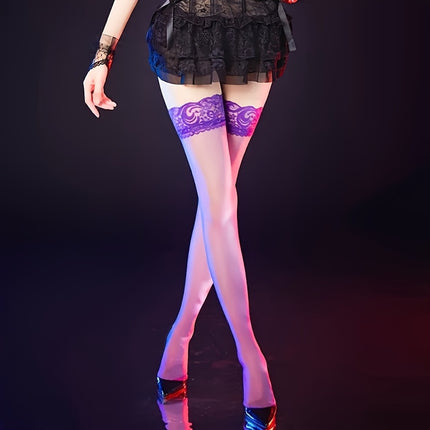 5 paar dames kanten dijhoge sokken in willekeurige kleuren, ultradunne panty's,  kleurrijke panty's, dames sokken, multiverpakking - XdropX