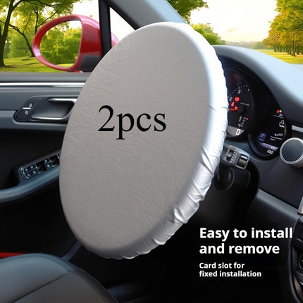 2 stuks Hoogwaardige Zonnescherm voor Autostuurwiel, 16,54-inch Universele Pasvorm, Hitte-isolerende Beschermer voor Dashboard en Voorruit, -Verbranding Auto-interieuraccessoire