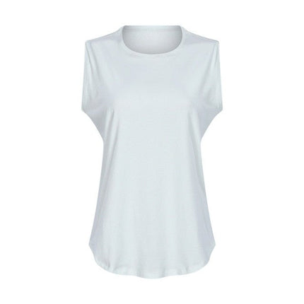 Cotton Fitness Workout Gym Tank Tops Women Quick Dry Hip-length Sport Yoga Tops Vest Leisure Sleeveless Shirts-5