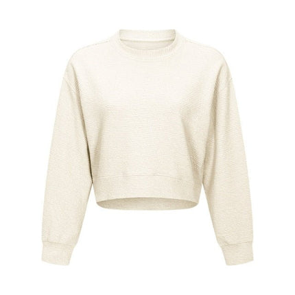 Cozy Exercise Cropped Pullover Long Sleeve Top Women Skin Friendly Leisure Gym Fitness Sport Sweatshirts XS-XL-1