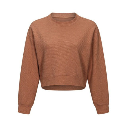 Cozy Exercise Cropped Pullover Long Sleeve Top Women Skin Friendly Leisure Gym Fitness Sport Sweatshirts XS-XL-3