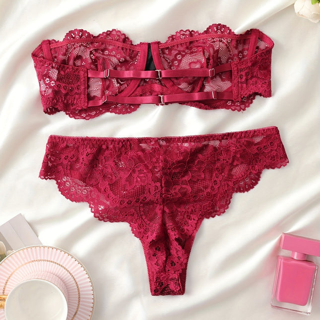 Women's Lace Flowers Print Underwear Suit - XdropX