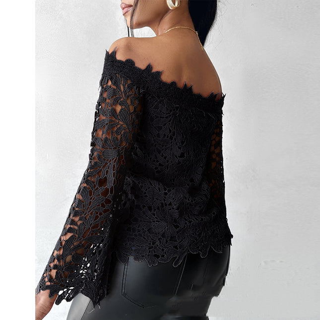 Women's Minimalist And Versatile Black Lace Top - XdropX
