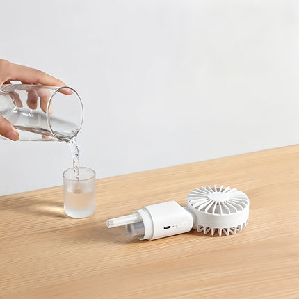 1 stuk draagbare 2-in-1 ventilator + luchtbevochtiger met bevochtigingsfunctie, USB-oplaadbare persoonlijke koelventilator, mini luchtbevochtigerventilator geschikt voor thuis, kantoor en reizen