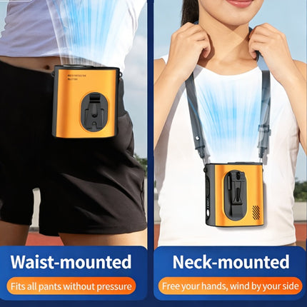 Koelventilator voor om de taille en nek met ingebouwde standaard, voorzien van een borstelloze motor voor krachtige luchtstroom en intense koeling. Biedt 100 niveaus van precieze windregeling, van zachte briesjes tot krachtige orkanen, met een supergelei - XdropX