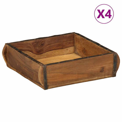 Dienblad 4 St Bruin Massief Gerecycleerd Hout - XdropX