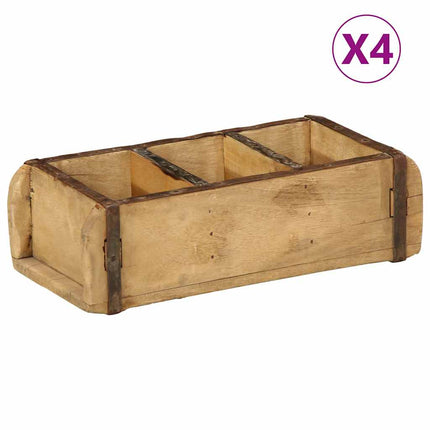 Dienblad 4 St Bruin Massief Gerecycleerd Hout - XdropX