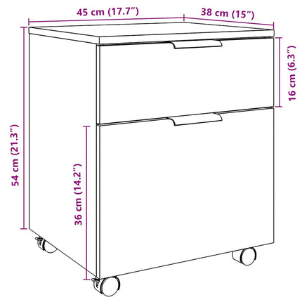Dossierkast Verrijdbaar 45X38X54Cm Bewerkt Hout Kleurig - XdropX