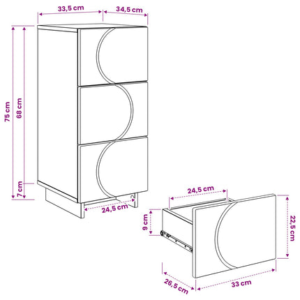Dressoir 33.5 X 34.5 X 75 Cm Bewerkt Hout - XdropX