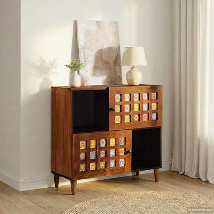 Dressoir Met Opslag 80 X 33 X 75 Cm Massief Mango Hout - XdropX