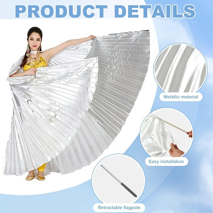 Buikdansvleugels met stokken set voor volwassenen, Premium vleugelkostuum voor dames - Perfect voor Halloween, Carnaval, podiumoptredens. Maakt moeiteloze bewegingen mogelijk, Ideale buikdansrekwisieten