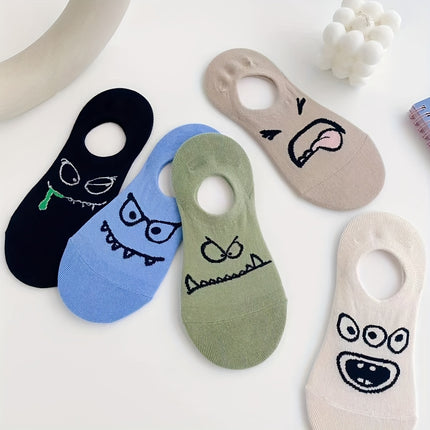 [Klantfavoriet] 5 Paar/Willekeurig 1 Paar Unisex, Kleine Duivel Monster, Onzichtbaar, Comfortabele Anti-Slip Korte Sokken - XdropX