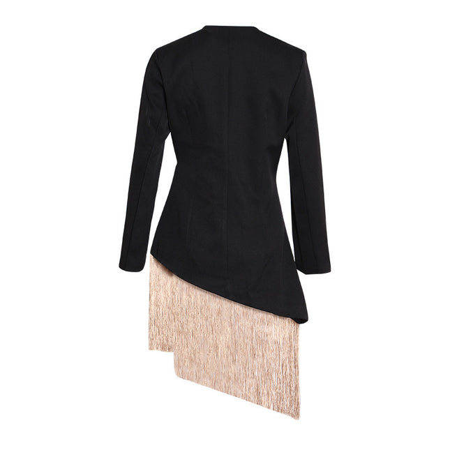 Women's Fashionable Fringed Embroidered Hem Irregular Blazer - XdropX