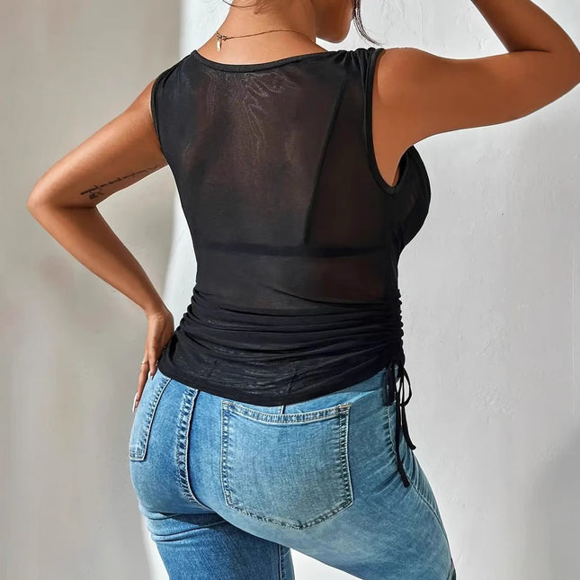 Pure Desire Style V-neck Sleeveless Spicy Sexy High Waist Crop Top - XdropX