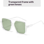 As Shown In The Figure / Transparent Frame Green Lenses