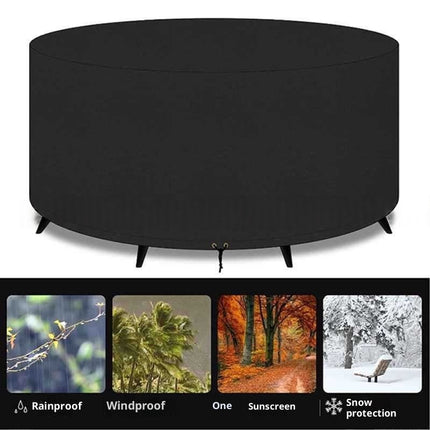 Outdoor Black Waterproof Round Dining Table Cover