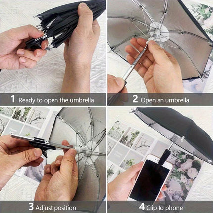 Draagbare telefoonparasol - Buitenparasol met clip, antireflecterend camerascherm, eenvoudig te installeren, geschikt voor strand, reizen en fotografie