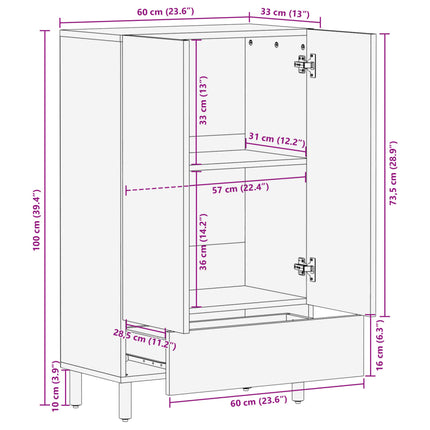 Hoge Kast 60X33X100 Cm Bewerkt Hout Zwart - XdropX