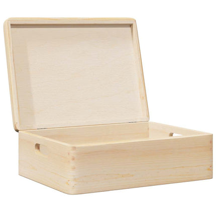 Houten Kist Met Deksel&Handvatten 40X30X13Cm Massief Grenenhout - XdropX