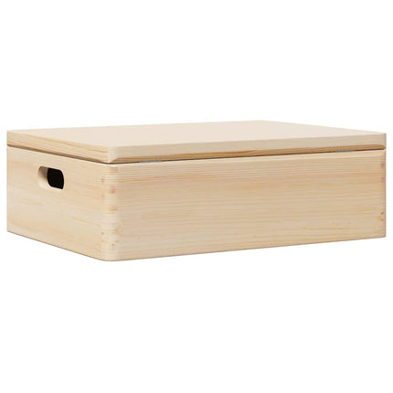 Houten Kist Met Deksel&Handvatten 40X30X13Cm Massief Grenenhout - XdropX