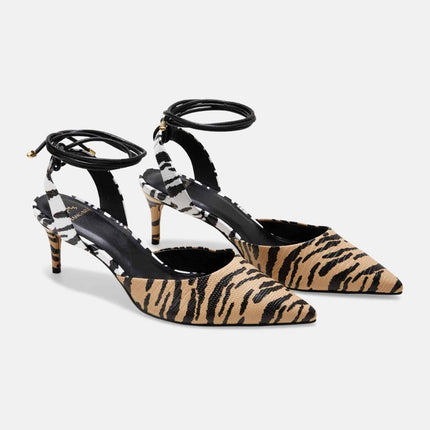 Animal Print Calf Leather Pumps Jaborandi – Women’s Strappy Pointed-Toe Heels