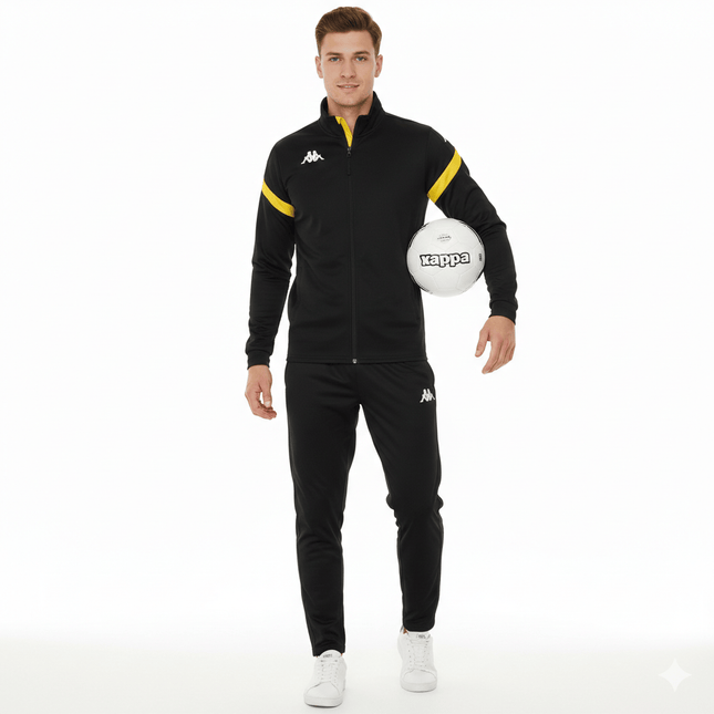 Dalcito premium Tracksuit Italian Slim-Fit Training/Casual Set - Black/Yellow - Kappa-1